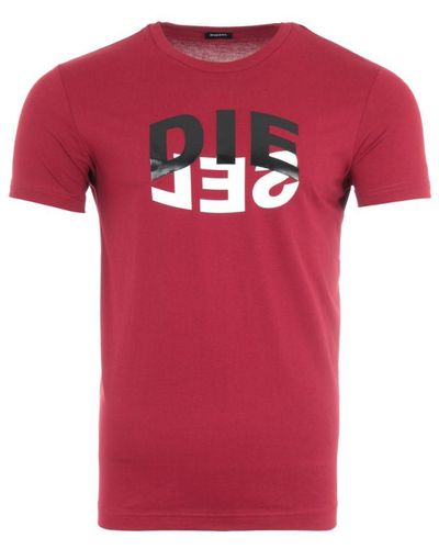 DIESEL T-Diego N22 Bicolour Logo T-Shirt - Pink