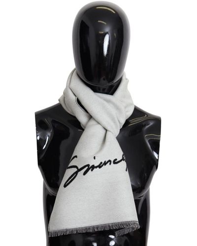 Givenchy Zwart Wit Wool Unissex Winter Warm Scarf Wrap Sjaal