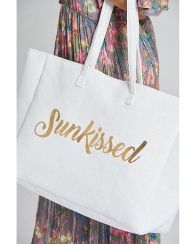 South Beach Sun Kissed Logo Tote Bag - White