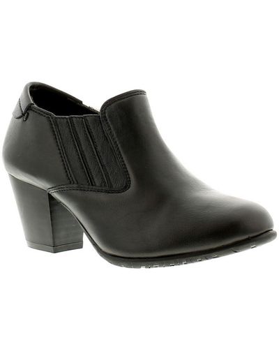 Comfort Plus Lucia Ladies Leather Heels Court Shoes - Black