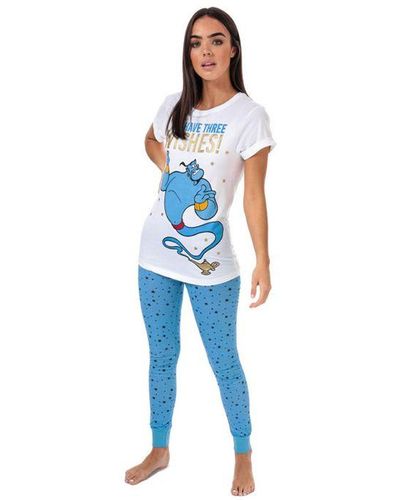 Disney Aladdin 3 Wishes-pyjama Voor , Blauw-wit