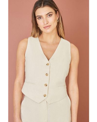 Yumi' Sustainable Cotton And Ramie Waist Coat Vest - Natural