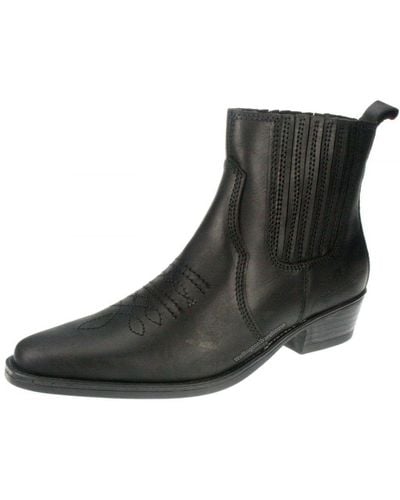 Wrangler Tex Mid Leather Black Chelsea Cowboy Boots