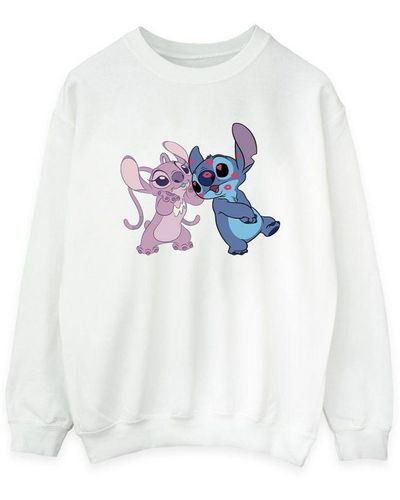 Disney Ladies Lilo & Stitch Kisses Sweatshirt () - White