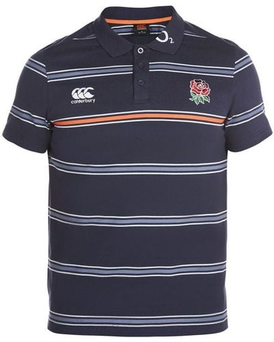 Canterbury England Striped Logoed Cotton Jersey Polo Shirt - Blue