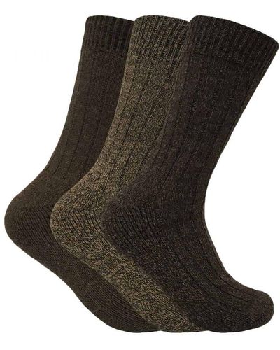 Sock Snob 3 Pairs Cushioned Sole Wool Blend Walking Hiking Socks For Boots - Black