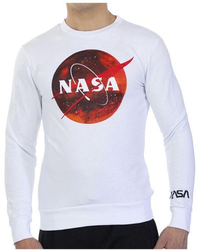 NASA Mars12S Basic Long-Sleeved Round Neck Sweatshirt - White
