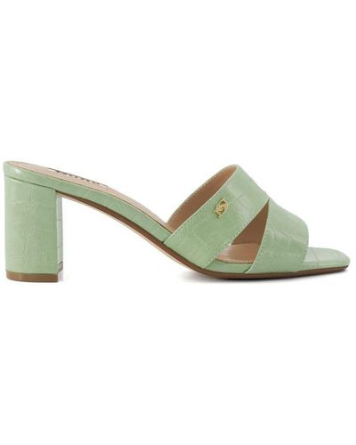 Dune Ladies Mila - Double-strap Block-heel Mules Leather - Green