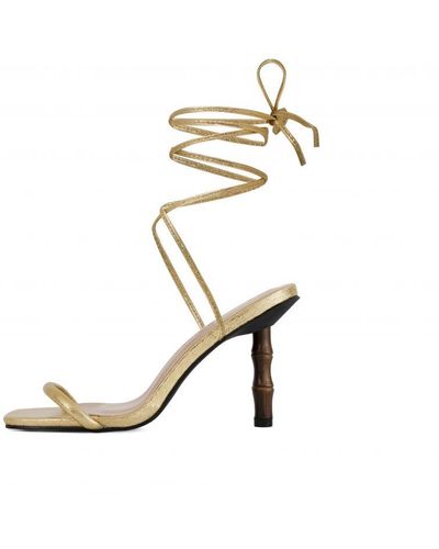 South Beach Gold Barely There Imi Bamboo Heel Sandal Rubber - White