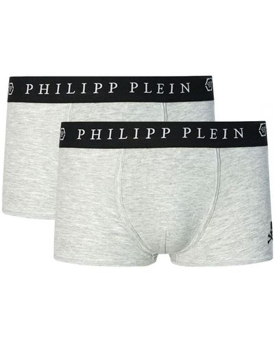 Philipp Plein Skull Logo Boxer Shorts Two Pack Cotton - White
