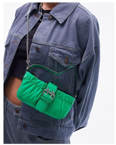TOPSHOP Chloe Nylon Buckle Mini Crossbody Bag - Blue