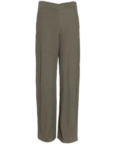 Quiz Khaki Textured Knot Front Trouser - Grey