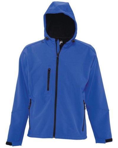 Sol's Replay Hooded Soft Shell Jacket (Breathable, Windproof And Water Resistant) (Royal) - Blue