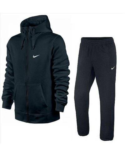 Nike Club Fleece Full Tracksuit Set Navy Cotton - Blue