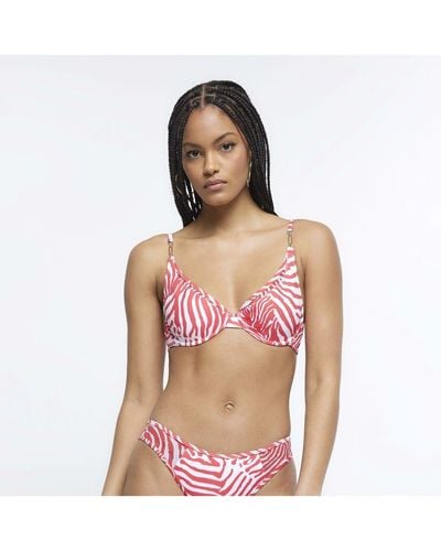 River Island Balconette Bikini Top Mesh - Pink