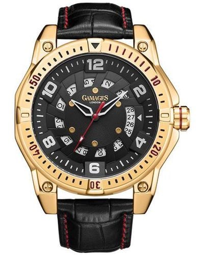 Gamages Of London Limited Edition Hand Assembled Adventurer Automatic Gold Black Leather - Metallic