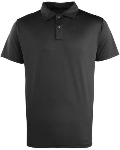 PREMIER Coolchecker Studded Plain Polo Shirt () - Black