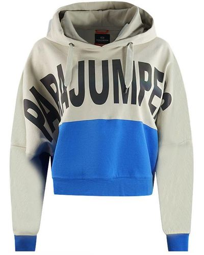 Parajumpers Colour Block Design Bold Logo Cropped Hoodie - Blue