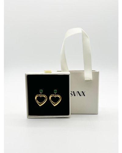 SVNX Heart Drop Earrings - White