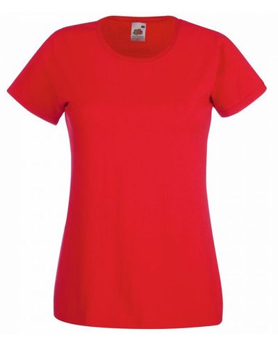 Fruit Of The Loom Dames/vrouwen Lady-fit Valueweight Short Sleeve T-shirt (pak Van 5) (rood)