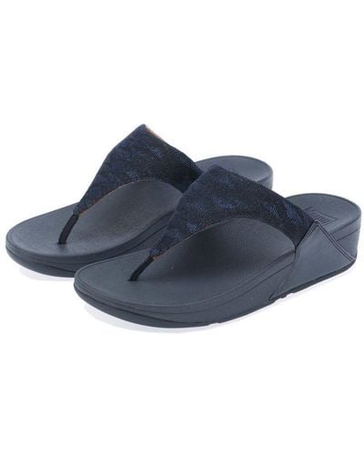 Fitflop Womenss Fit Flop Lulu Glitz Toe-Post Sandals - Blue