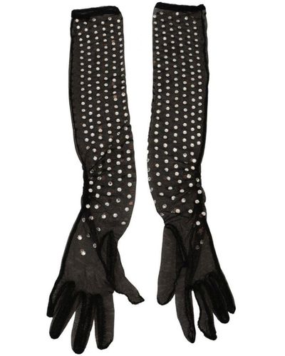 Dolce & Gabbana Gorgeous Elbow Length Cotton Tulle Gloves - Black