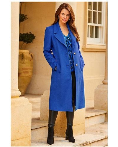 Sosandar Longline Coat - Blue