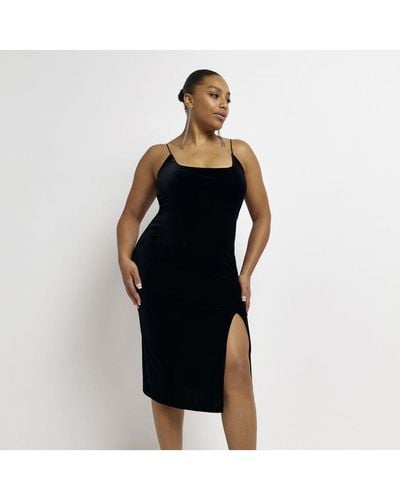 River Island Black Mesh Embellished Bodycon Midi Dress in White