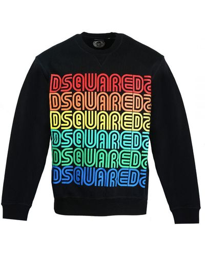 DSquared² Multicolour Herhalend Logo Zwarte Sweater - Groen