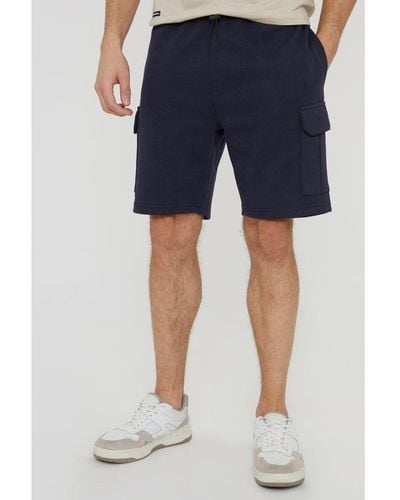 Threadbare 'Wolf' Cargo Pocket Sweat Shorts - Blue