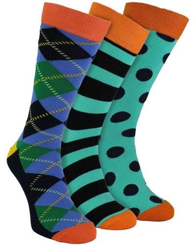 Happy Socks Hs By - 3 Pack Fun Novelty Dress - Argyle - Green