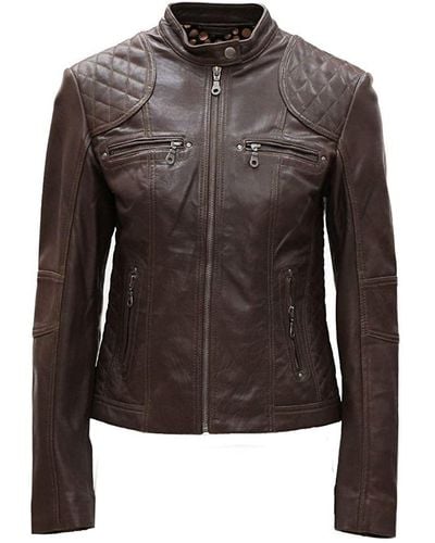 Pelle D'annata D’Annata Ladies Real Leather Biker Jacket - Black