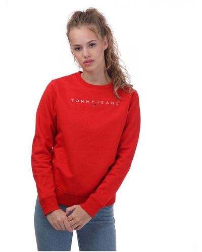 Tommy Hilfiger Womenss Linear Sweatshirt - Red