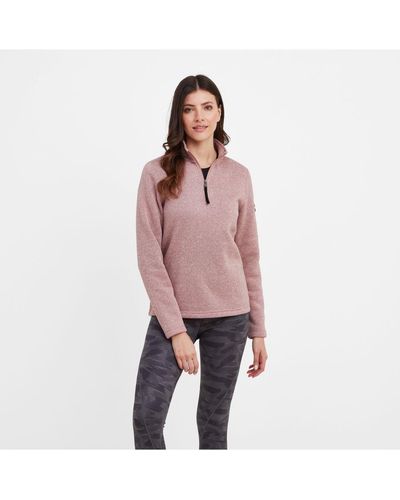 TOG24 Pearson Knitlook Fleece Zipneck Faded - Pink