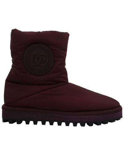 Dolce & Gabbana Bordeaux Nylon Boots Padded Mid Shoes - Brown