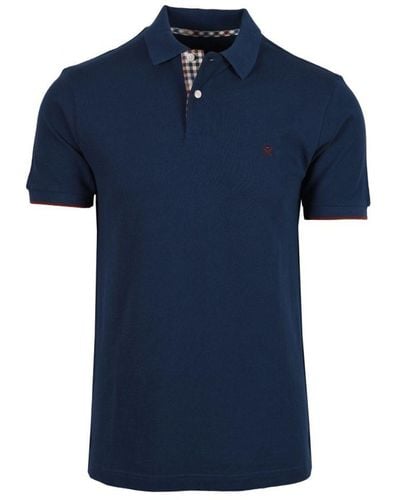 Hackett Woven Trim Polo Shirt Dark Denim - Blue