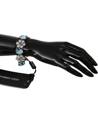 Dolce & Gabbana Gouden Ketting Crystal Floral Snowflake Charms Armband - Zwart