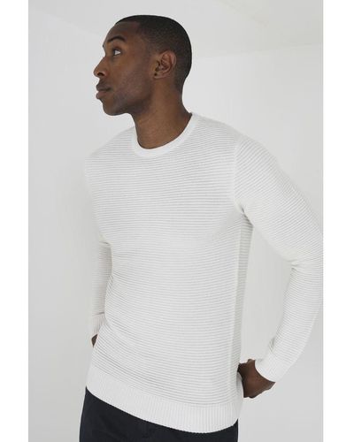 Brave Soul 'Adem' Crew Neck Knitted Jumper Arylic - White
