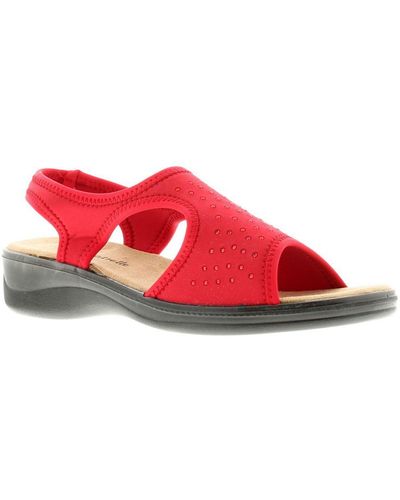 Platino Wedge Sandals Sophia Pull On Nylon - Red