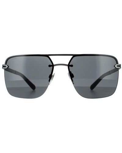 BVLGARI Rectangle Matte Gunmetal Sunglasses - Grey