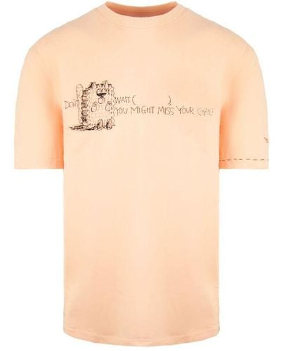 PUMA X Michael Lau Long Tee Short Sleeve Crew Neck Peach T-shirt 530362 26 Cotton - Natural