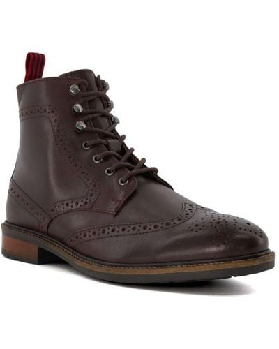 Dune Create Casual Leather Lace-up Boots Leather - Brown