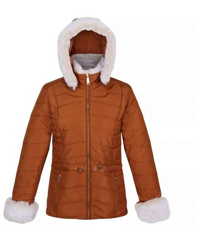 Regatta Ladies Willabella Faux Fur Trim Jacket (Copper Almond) - Brown