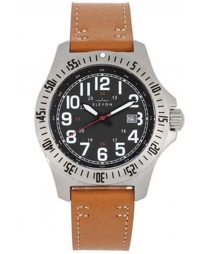 Elevon Watches Aviator Leather-Band Watch W/Date - Natural