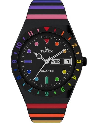 Timex Q Rainbow Multicolour Watch Tw2v65900 Stainless Steel - Black