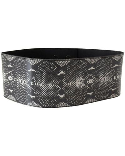 Ermanno Scervino Wide Leather Snakeskin Design Waist Belt - Black