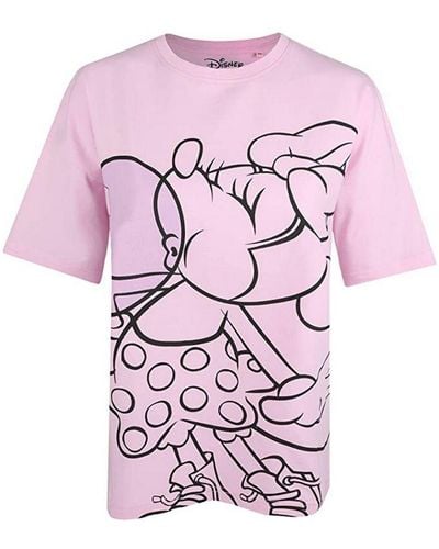 Disney Ladies Minnie Mouse Bubblegum Slouch T-Shirt (Light) Cotton - Pink