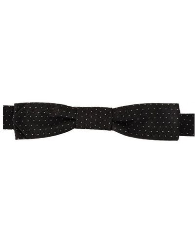 Dolce & Gabbana Black White Polka 100% Silk Neck Papillon Tie