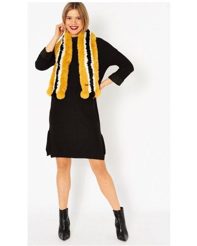 Jayley Hand Knitted Faux Fur Scarf - Black