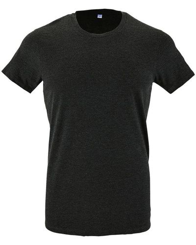 Sol's Regent Slim Fit Short Sleeve T-Shirt ( Marl) Cotton - Black